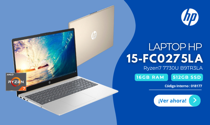 Laptop hp  15-FC0275LA Ryzen7  DORADA DORADO